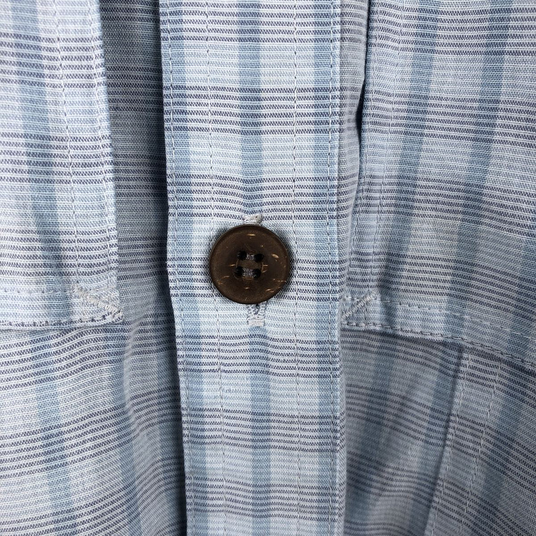 Patagonia 82001 Check Pattern Short-Sleeve Polyester Box Shirt (Men's Size M) Polyurethane Blue type light blue Vintage Second Hand