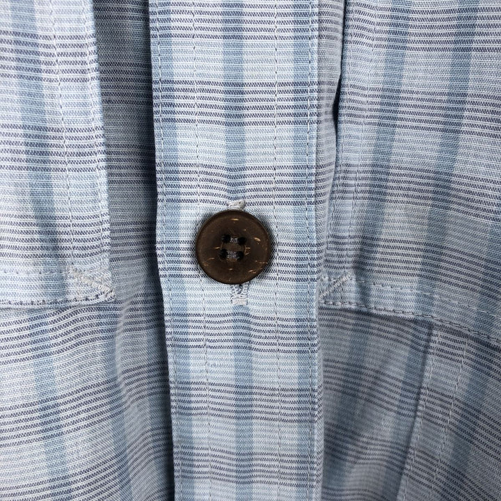 Patagonia 82001 Check Pattern Short-Sleeve Polyester Box Shirt (Men's Size M) Polyurethane Blue type light blue Vintage Second Hand