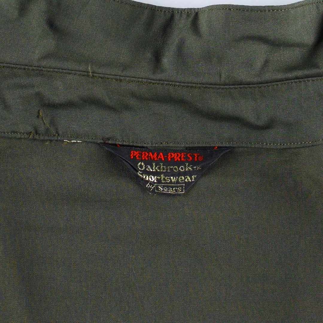 ~90'S Sears Oakbrook Sportswear Swing Top Sport Jacket, Men's XL equivalent, Vintage Dacron Polyester Khaki type Vintage Second Hand