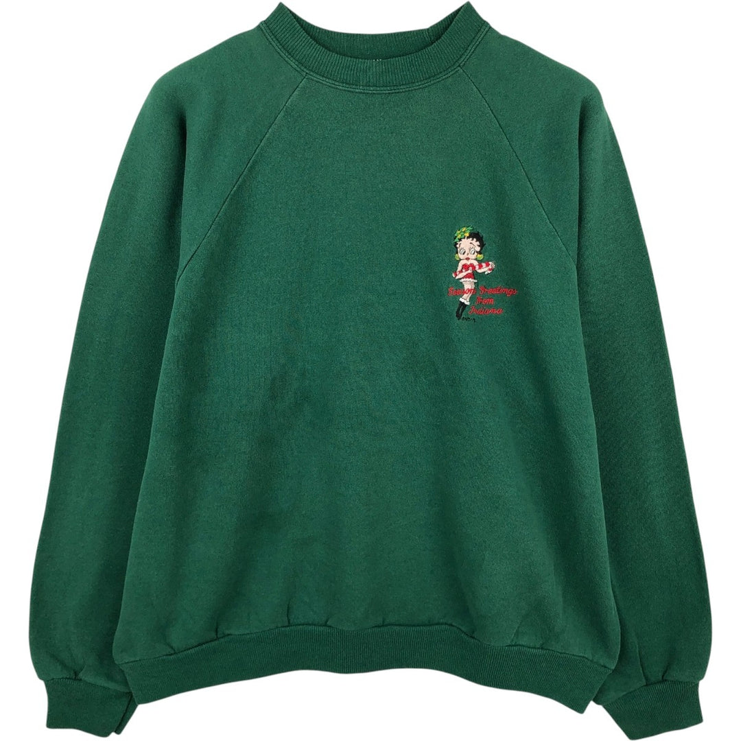 90s-00'S Hanes Betty Boop character sweatshirt, men's size XL equivalent, vintage. cotton green type Vintage Second Hand