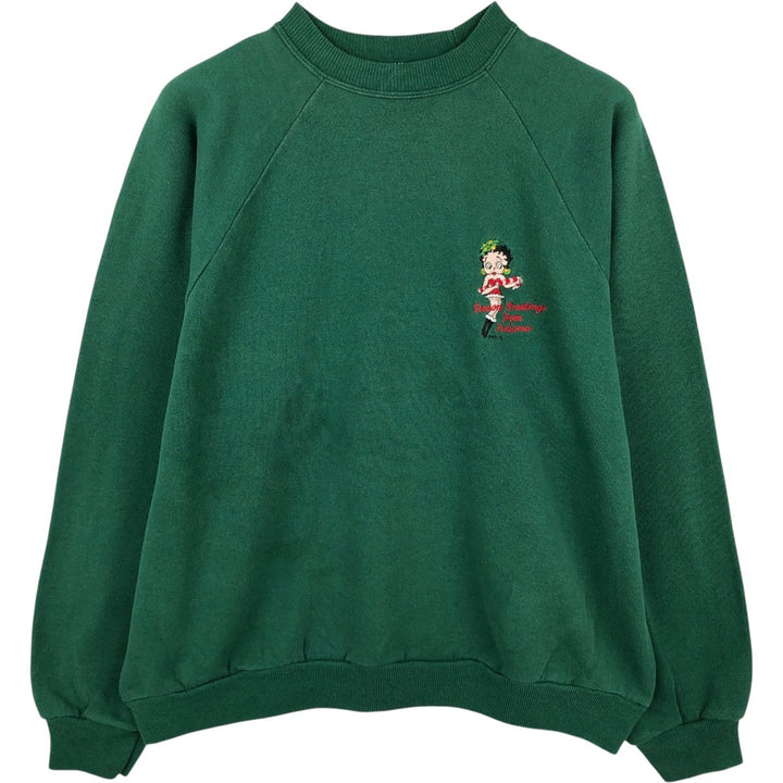90s-00'S Hanes Betty Boop character sweatshirt, men's size XL equivalent, vintage. cotton green type Vintage Second Hand