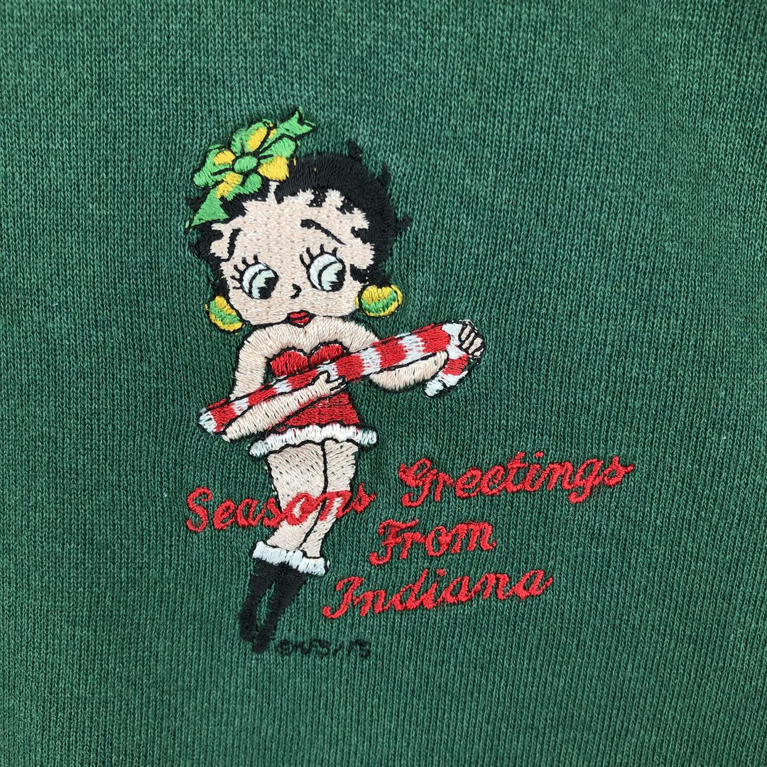 90s-00'S Hanes Betty Boop character sweatshirt, men's size XL equivalent, vintage. cotton green type Vintage Second Hand
