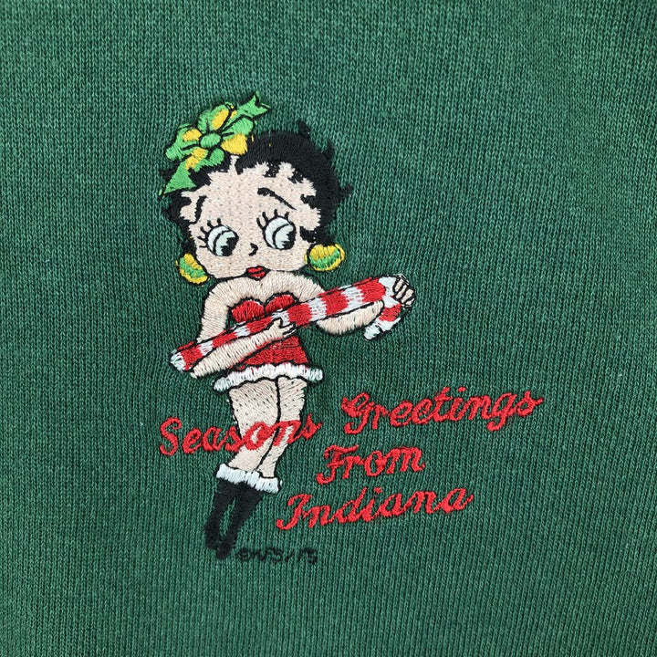 90s-00'S Hanes Betty Boop character sweatshirt, men's size XL equivalent, vintage. cotton green type Vintage Second Hand