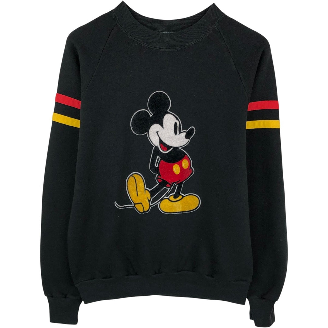 Disneyland MICKEY MOUSE Mickey Mouse Character Sweatshirt, Made in USA, Men's Size M polyester black type Vintage Second Hand