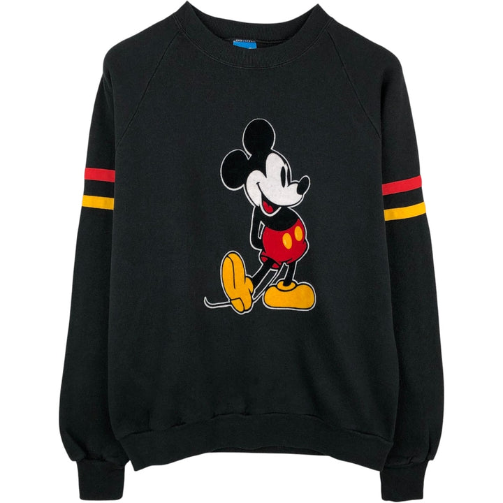 Disneyland MICKEY MOUSE Mickey Mouse Character Sweatshirt, Made in USA, Men's Size L (approx.) polyester black type Vintage Second Hand