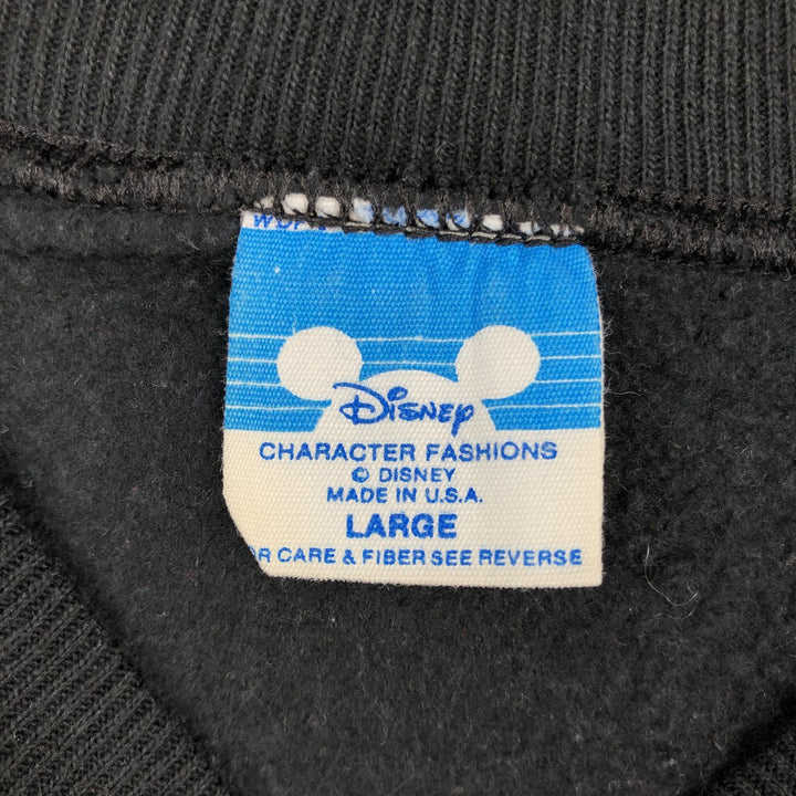 Disneyland MICKEY MOUSE Mickey Mouse Character Sweatshirt, Made in USA, Men's Size L (approx.) polyester black type Vintage Second Hand