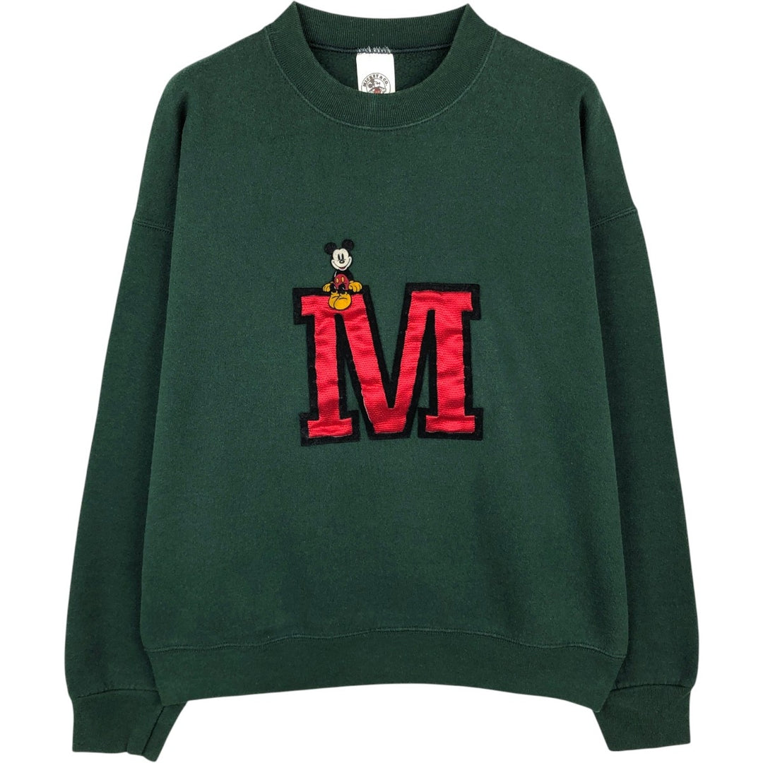 MICKEY and CO. MICKEY MOUSE Mickey Mouse Character Sweatshirt, Made in USA, Men's Size L (Equivalent), Vintage cotton green type Vintage Second Hand