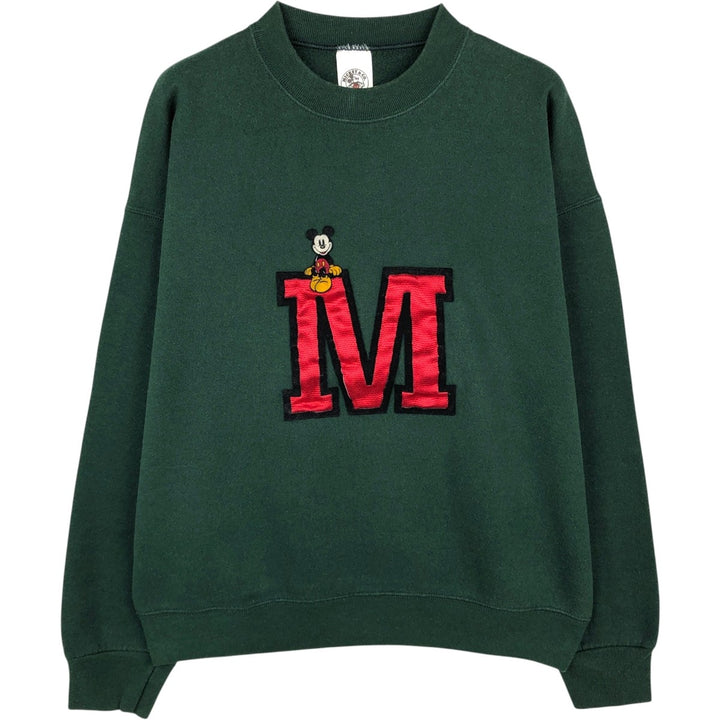 MICKEY and CO. MICKEY MOUSE Mickey Mouse Character Sweatshirt, Made in USA, Men's Size L (Equivalent), Vintage cotton green type Vintage Second Hand