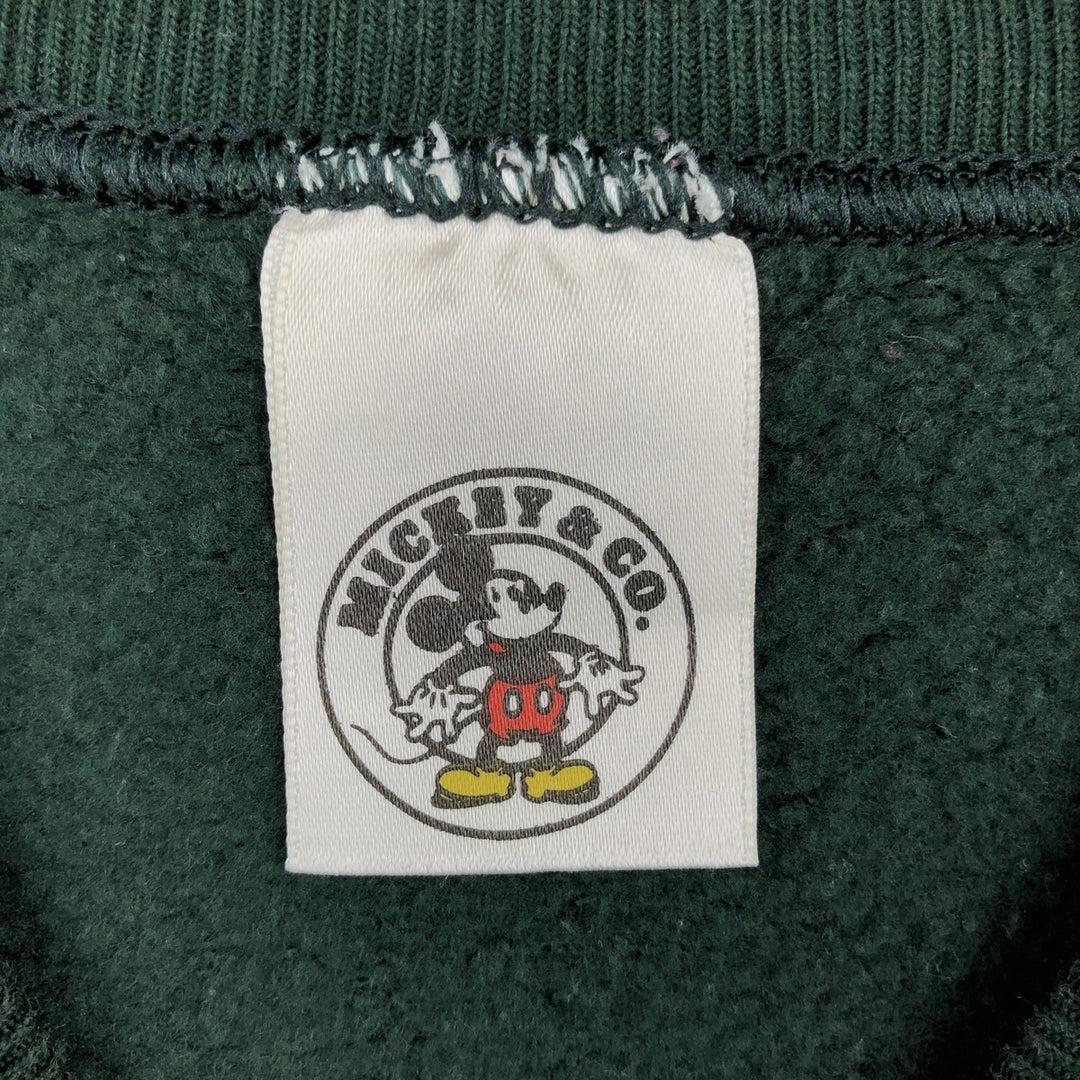 MICKEY and CO. MICKEY MOUSE Mickey Mouse Character Sweatshirt, Made in USA, Men's Size L (Equivalent), Vintage cotton green type Vintage Second Hand