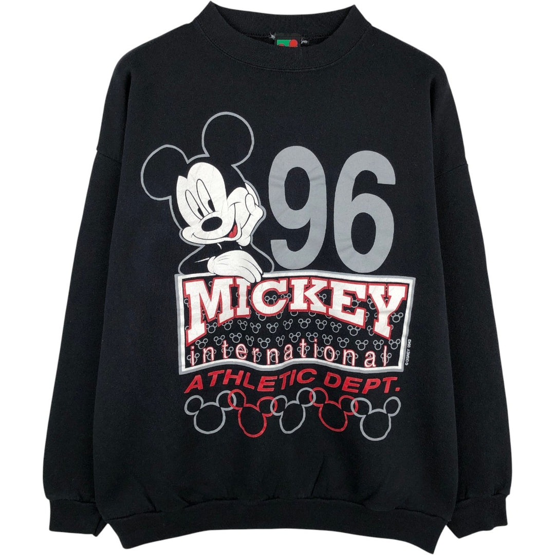 90'S Disney Mickey Mouse character sweatshirt, sweatshirt, made in USA, men's XL size, vintage polyester black type Vintage Second Hand