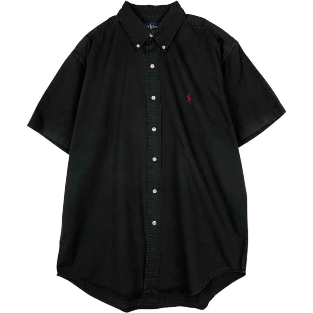 Ralph Lauren BLAKE short sleeve button down shirt, men's XL size cotton black type Vintage Second Hand