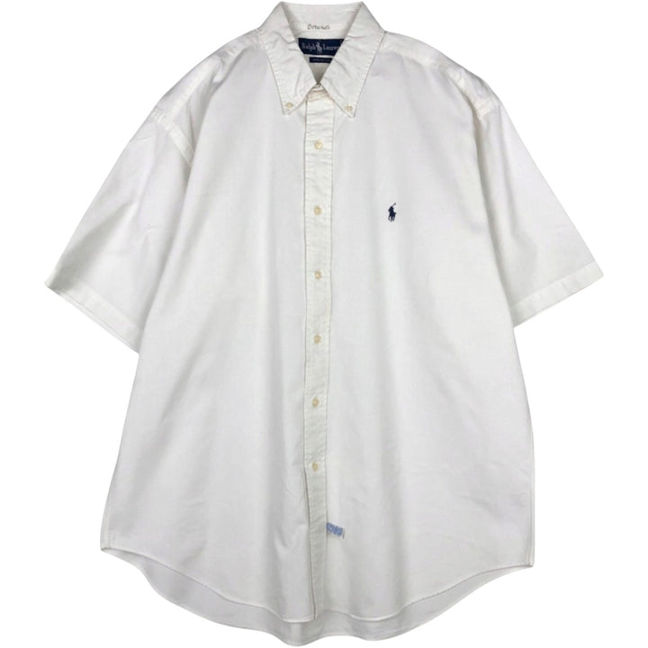 Ralph Lauren short sleeve button down shirt, men's size L cotton white type Vintage Second Hand