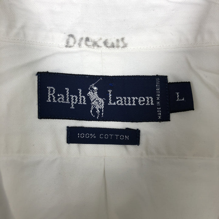 Ralph Lauren short sleeve button down shirt, men's size L cotton white type Vintage Second Hand
