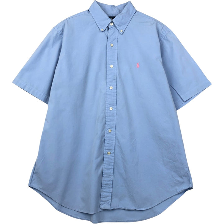 Ralph Lauren Classic Fit short sleeve button down shirt, men's size L cotton Blue type light blue Vintage Second Hand
