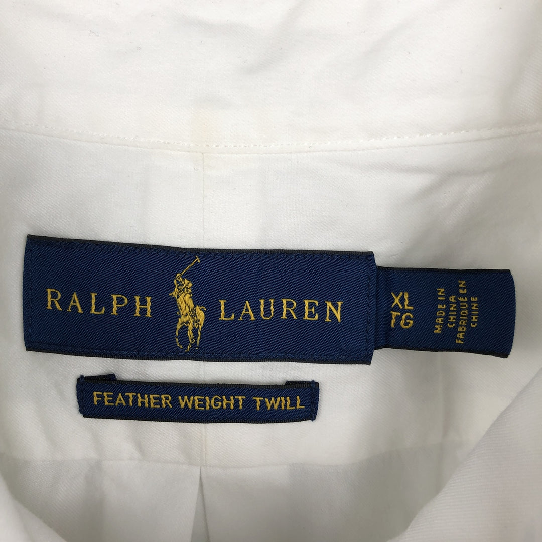 Ralph Lauren Featherweight Twill Short-Sleeve Button-Down Shirt, Men's Size XL (approx.) cotton white type Vintage Second Hand