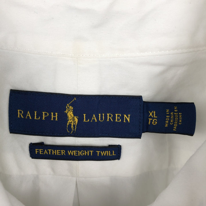 Ralph Lauren Featherweight Twill Short-Sleeve Button-Down Shirt, Men's Size XL (approx.) cotton white type Vintage Second Hand