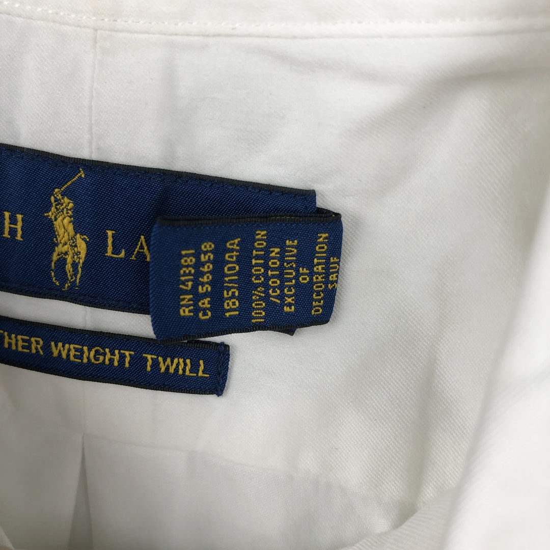 Ralph Lauren Featherweight Twill Short-Sleeve Button-Down Shirt, Men's Size XL (approx.) cotton white type Vintage Second Hand