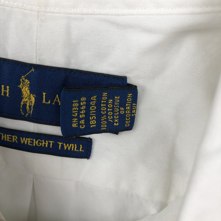 Ralph Lauren Featherweight Twill Short-Sleeve Button-Down Shirt, Men's Size XL (approx.) cotton white type Vintage Second Hand