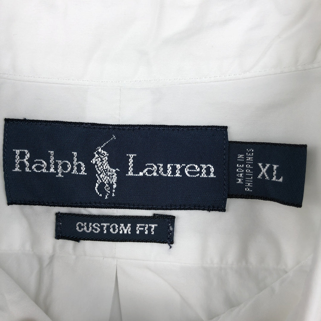 Ralph Lauren CUSTOM FIT short sleeve button down shirt, men's XL size unclear white type Vintage Second Hand