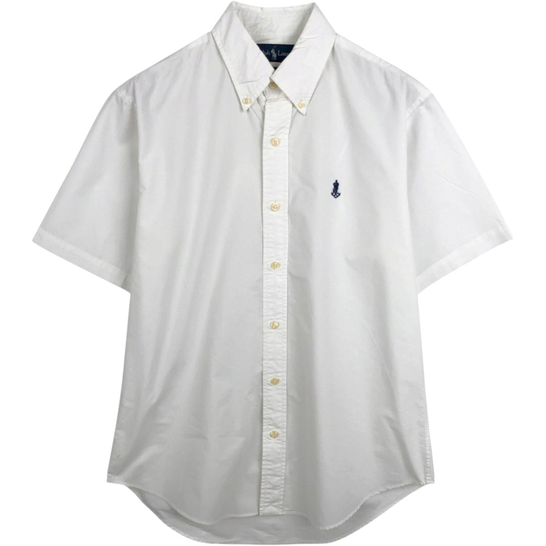 Ralph Lauren CUSTOM FIT short sleeve button down shirt, men's size M cotton white type Vintage Second Hand