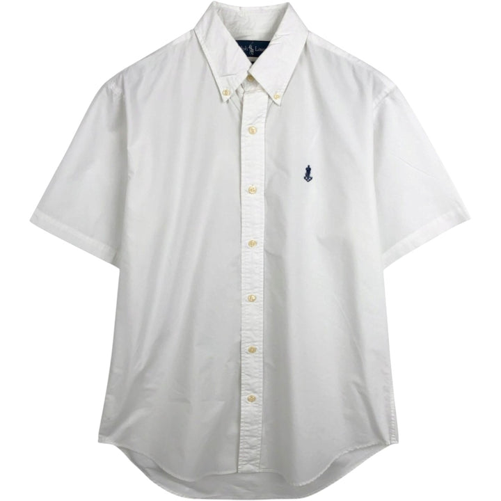Ralph Lauren CUSTOM FIT short sleeve button down shirt, men's size M cotton white type Vintage Second Hand