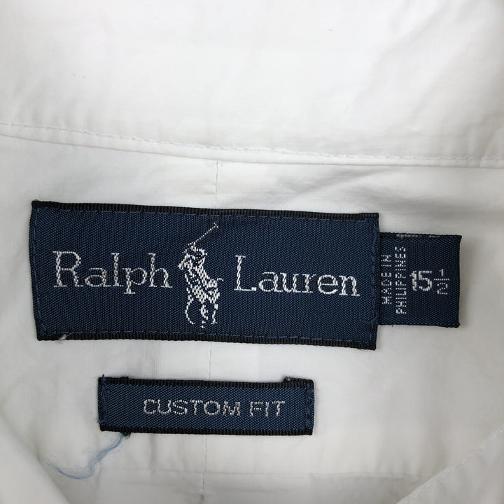 Ralph Lauren CUSTOM FIT short sleeve button down shirt, men's size M cotton white type Vintage Second Hand