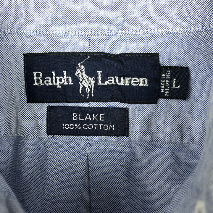 Ralph Lauren BLAKE short sleeve button down shirt, men's size L cotton Blue type light blue Vintage Second Hand
