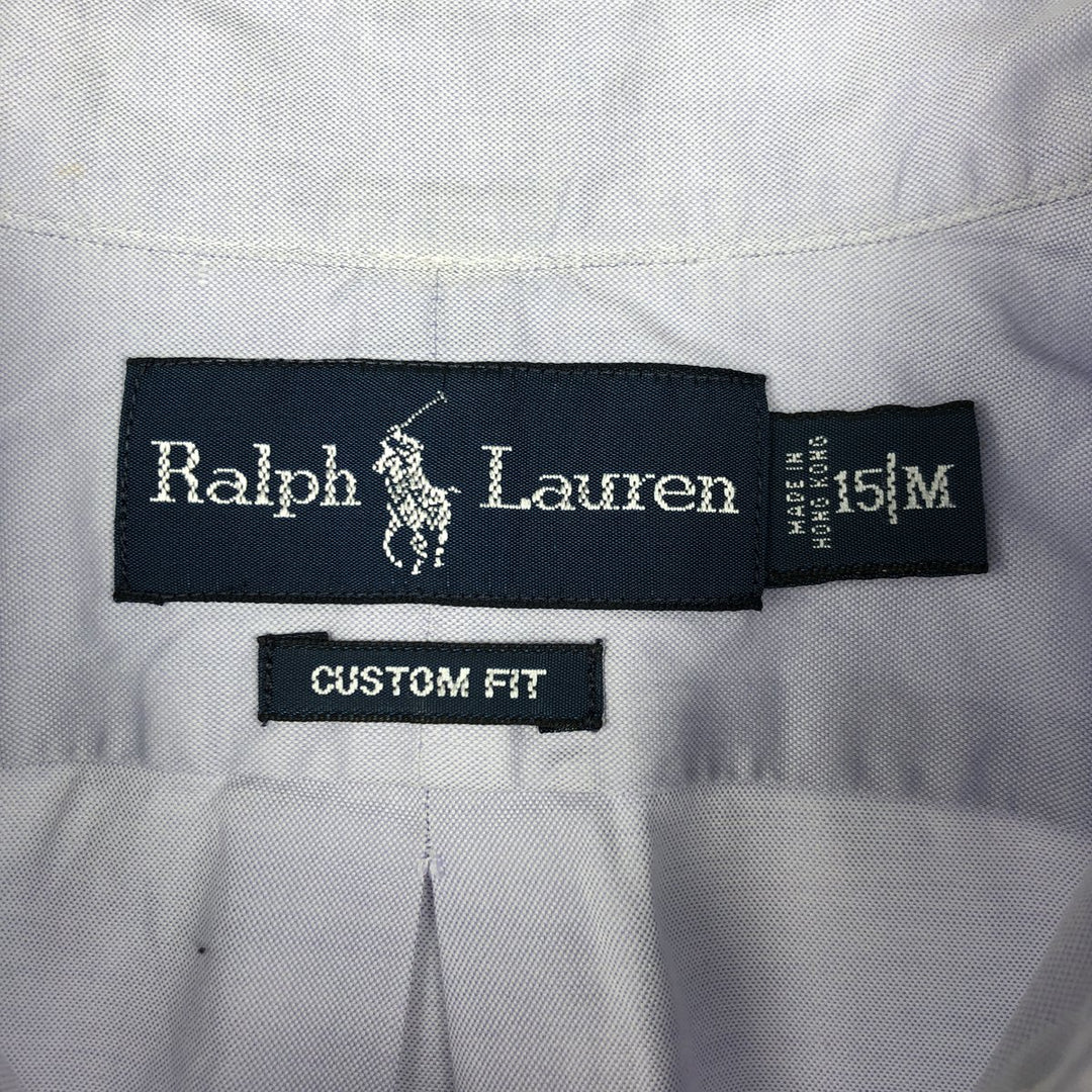 Ralph Lauren CUSTOM FIT short sleeve button down shirt, men's size M cotton Blue type light blue Vintage Second Hand