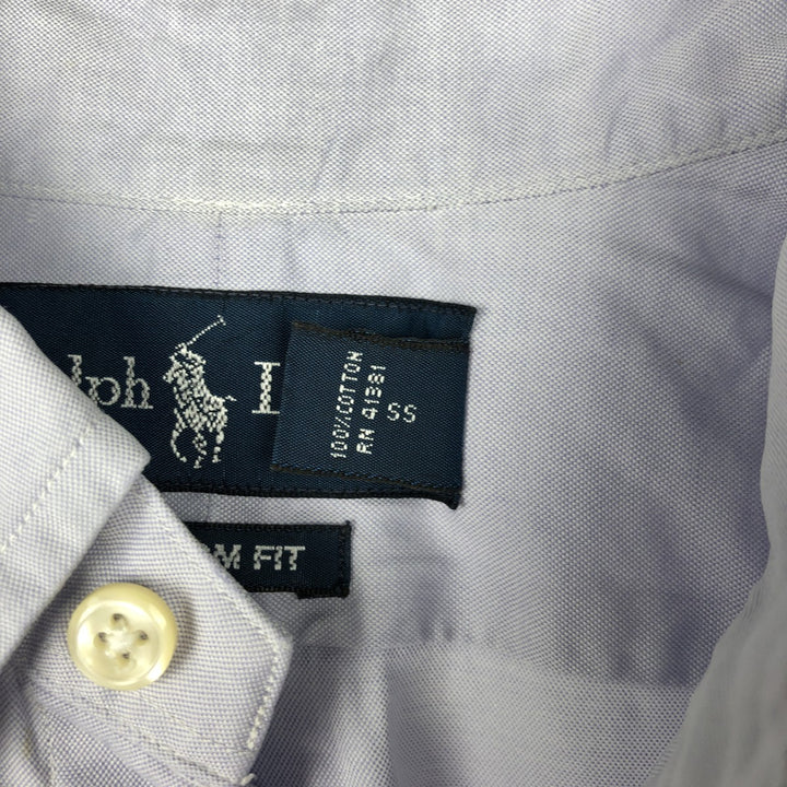 Ralph Lauren CUSTOM FIT short sleeve button down shirt, men's size M cotton Blue type light blue Vintage Second Hand
