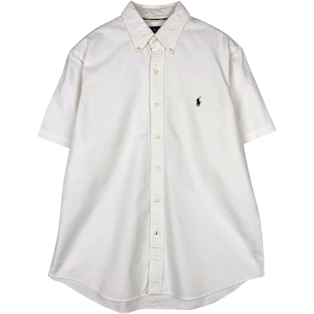 Ralph Lauren RALPH LAUREN short-sleeved button-down shirt, men's size L cotton white type Vintage Second Hand