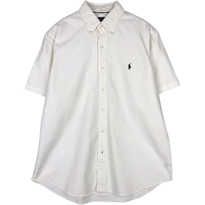 Ralph Lauren RALPH LAUREN short-sleeved button-down shirt, men's size L cotton white type Vintage Second Hand