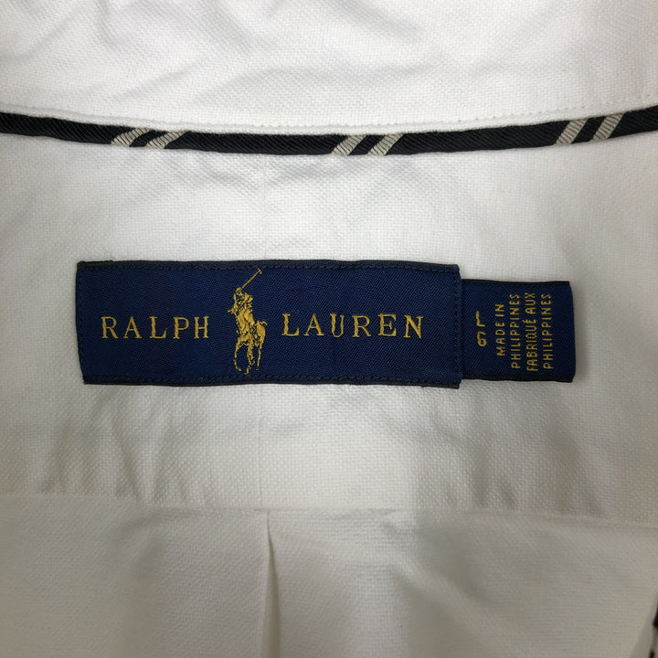 Ralph Lauren RALPH LAUREN short-sleeved button-down shirt, men's size L cotton white type Vintage Second Hand