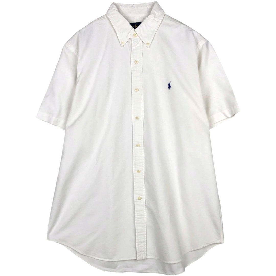 Ralph Lauren RALPH LAUREN short-sleeved button-down shirt, men's size L cotton white type Vintage Second Hand