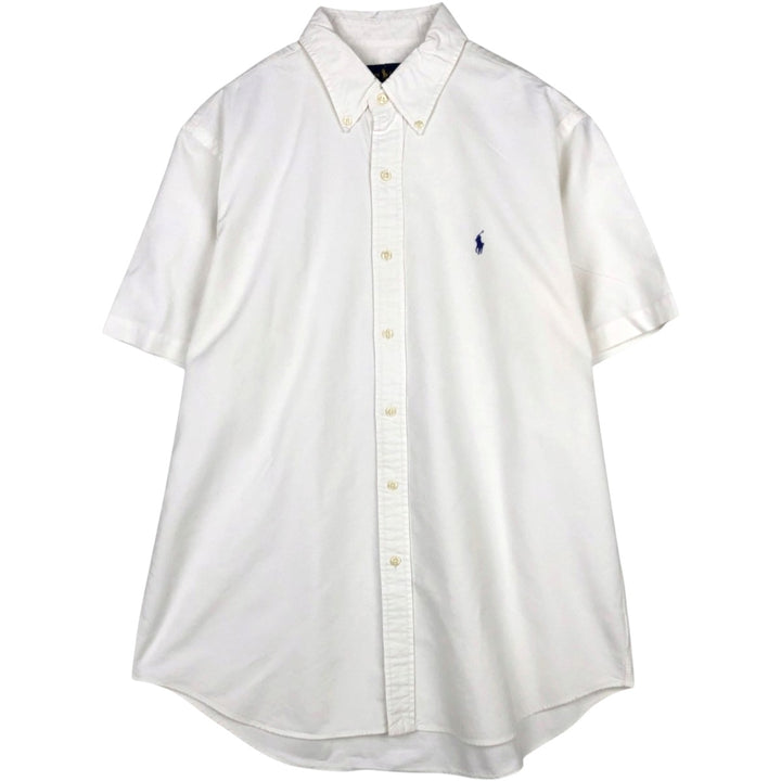 Ralph Lauren RALPH LAUREN short-sleeved button-down shirt, men's size L cotton white type Vintage Second Hand