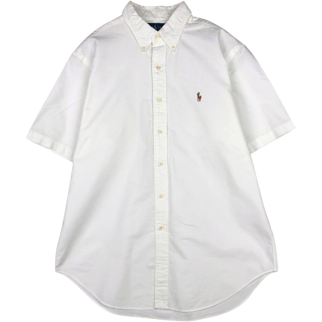 Ralph Lauren Classic Fit short sleeve button down shirt, men's size L cotton white type Vintage Second Hand