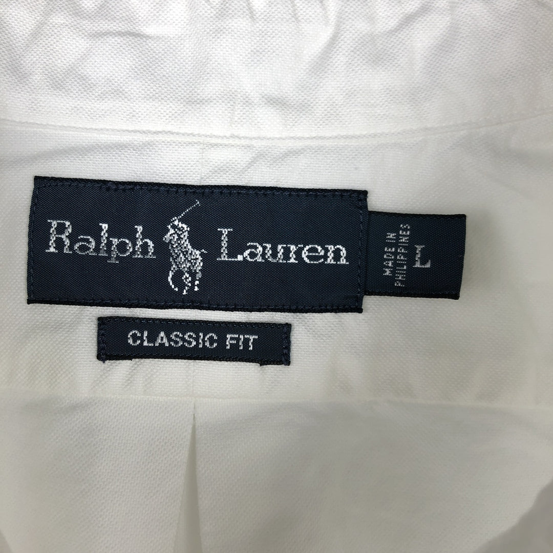 Ralph Lauren Classic Fit short sleeve button down shirt, men's size L cotton white type Vintage Second Hand