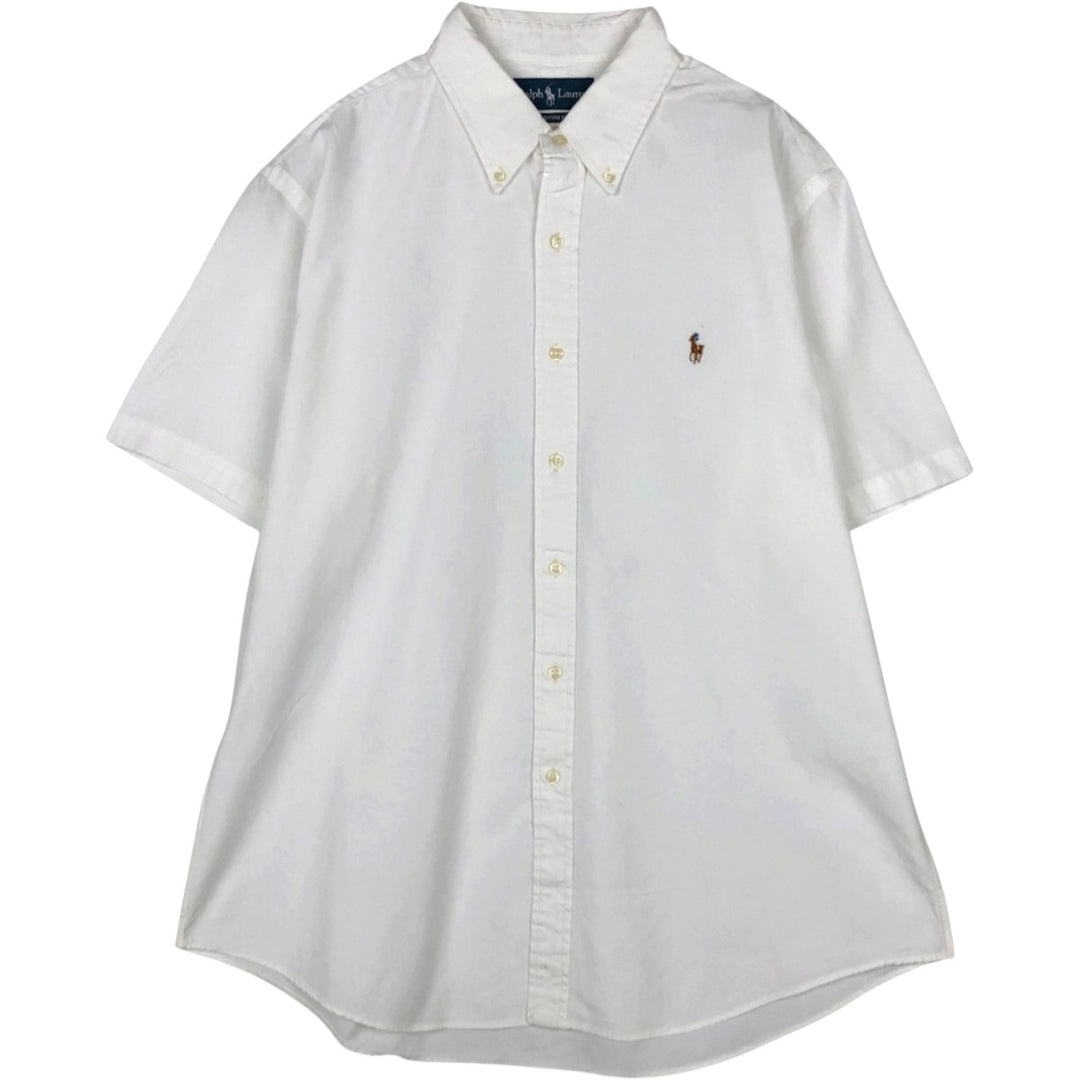 Ralph Lauren CUSTOM FIT short sleeve button down shirt, men's XL size cotton white type Vintage Second Hand