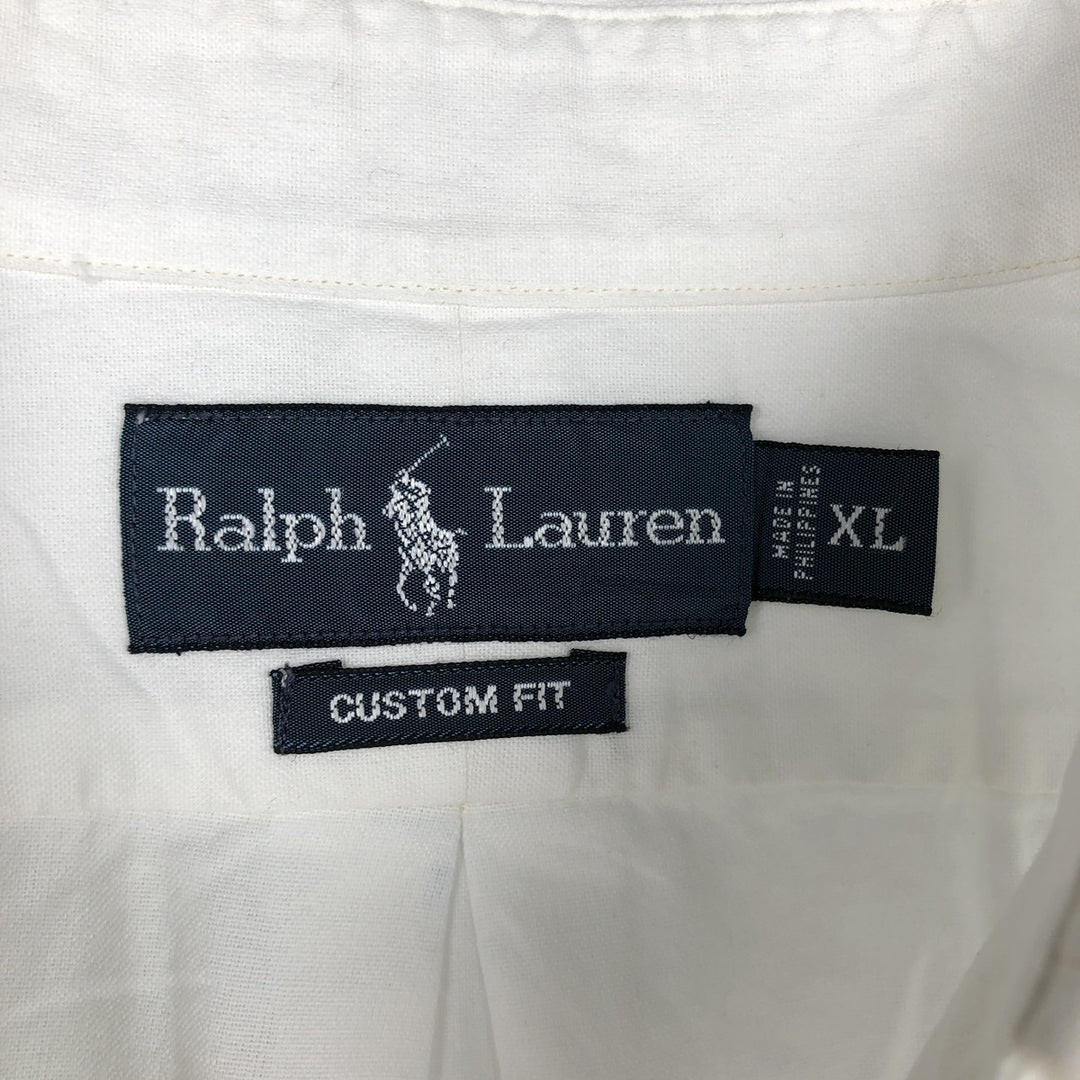 Ralph Lauren CUSTOM FIT short sleeve button down shirt, men's XL size cotton white type Vintage Second Hand