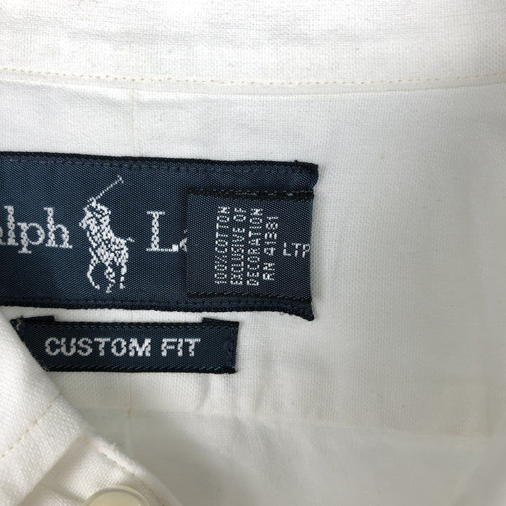 Ralph Lauren CUSTOM FIT short sleeve button down shirt, men's XL size cotton white type Vintage Second Hand