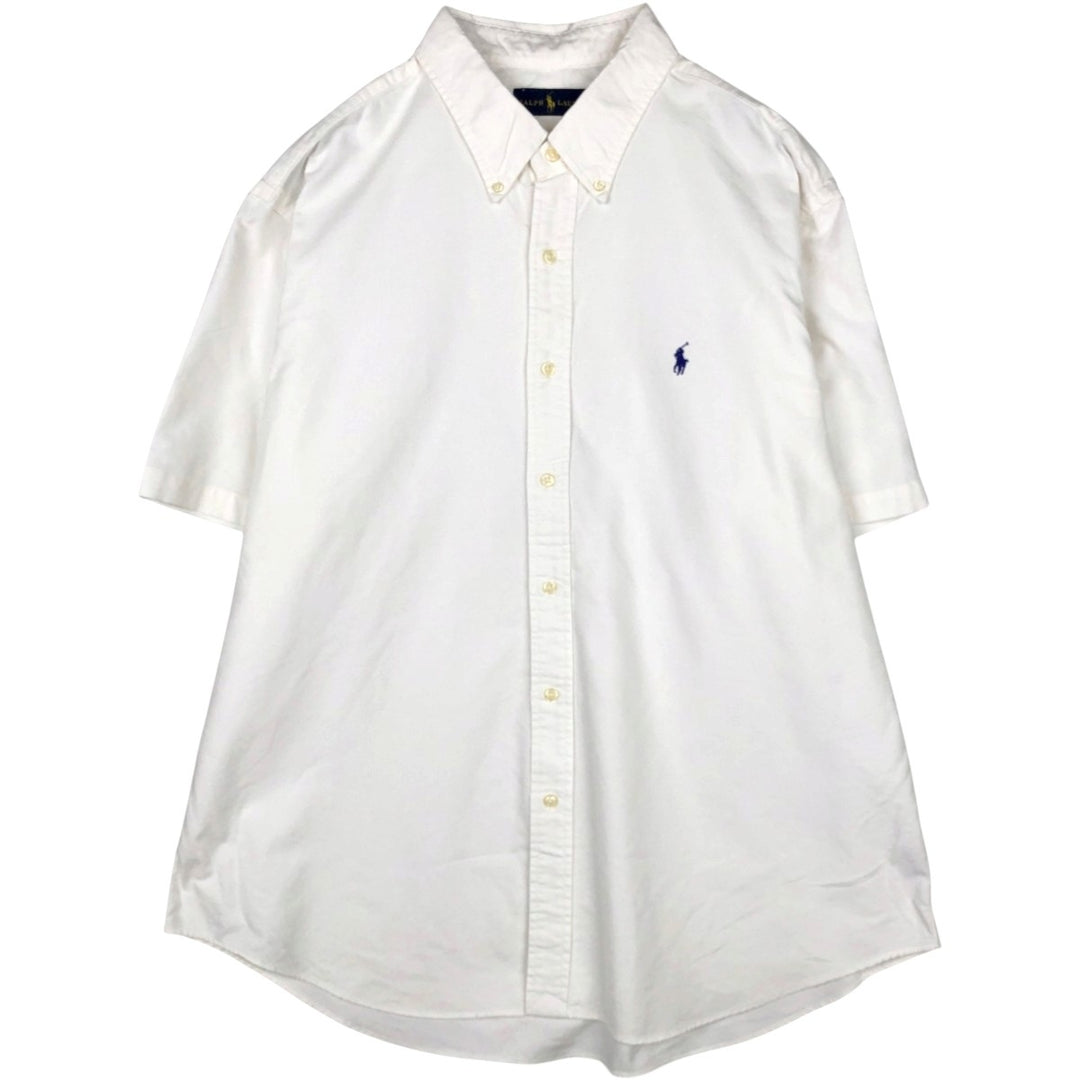 Ralph Lauren short sleeve button down shirt, men's size M cotton white type Vintage Second Hand