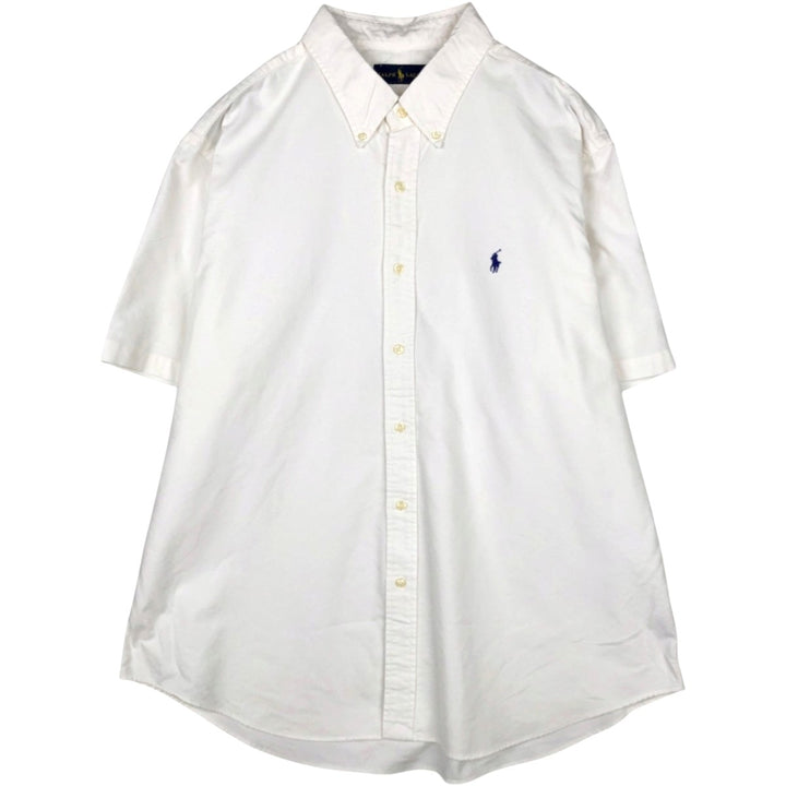 Ralph Lauren short sleeve button down shirt, men's size M cotton white type Vintage Second Hand