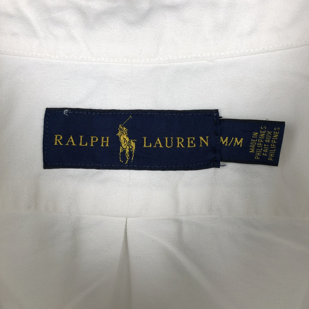 Ralph Lauren short sleeve button down shirt, men's size M cotton white type Vintage Second Hand