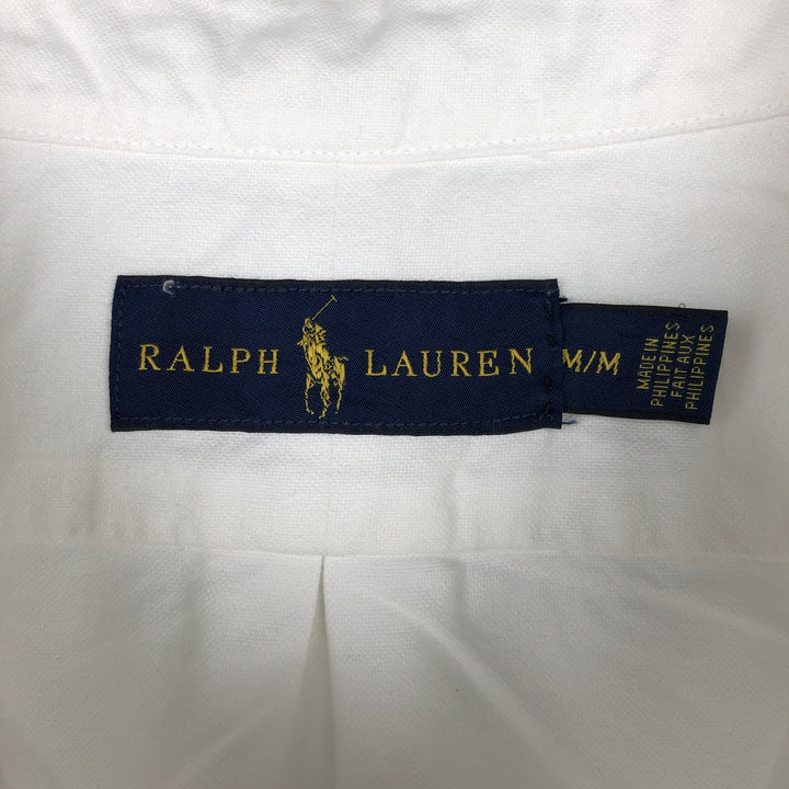 Ralph Lauren short sleeve button down shirt, men's size M cotton white type Vintage Second Hand