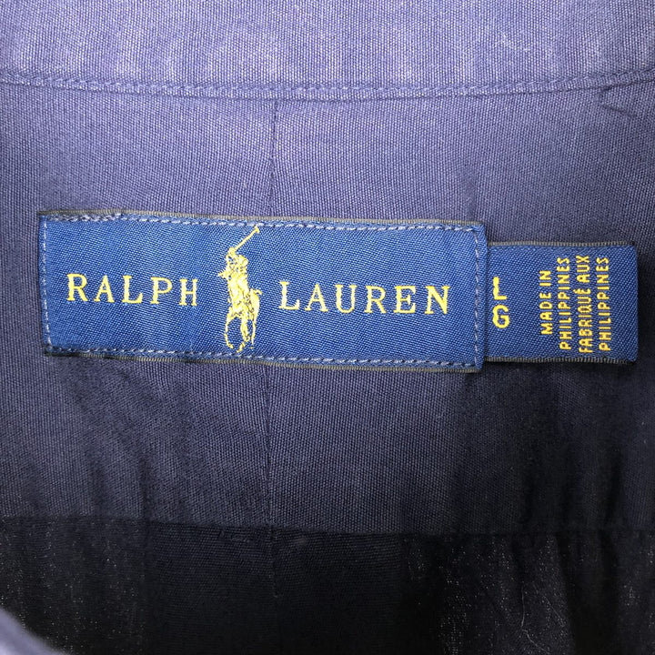 Ralph Lauren RALPH LAUREN short-sleeved button-down shirt, men's size L cotton navy blue type Vintage Second Hand
