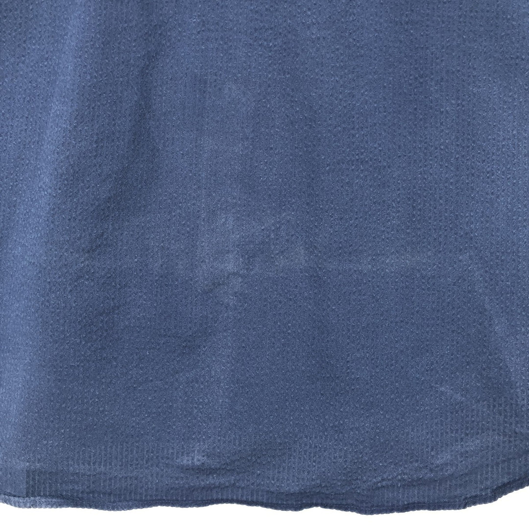 Ralph Lauren Seersucker Short-Sleeve Button-Down Shirt, Men's Size XL (approx.) cotton navy blue type Vintage Second Hand