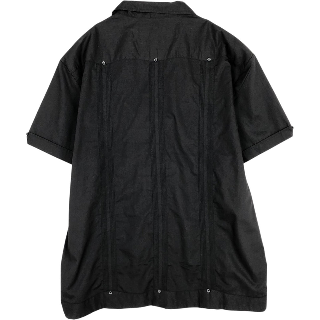 The Havanera Co. Short Sleeve Open Collar Mexican Shirt, Cuban Shirt, Boxy Shirt, Men's Size XL unclear black type Vintage Second Hand