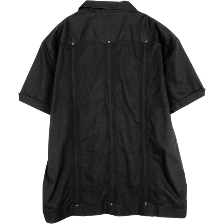 The Havanera Co. Short Sleeve Open Collar Mexican Shirt, Cuban Shirt, Boxy Shirt, Men's Size XL unclear black type Vintage Second Hand