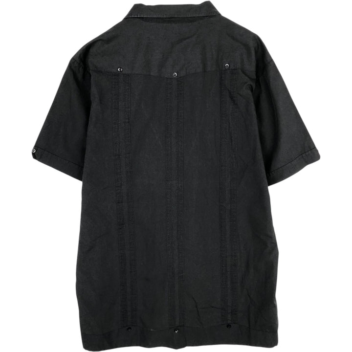 Premier Short-Sleeve Open-Collar Mexican Shirt, Cuban Shirt, Boxy Shirt, Men's Size M polyester black type Vintage Second Hand