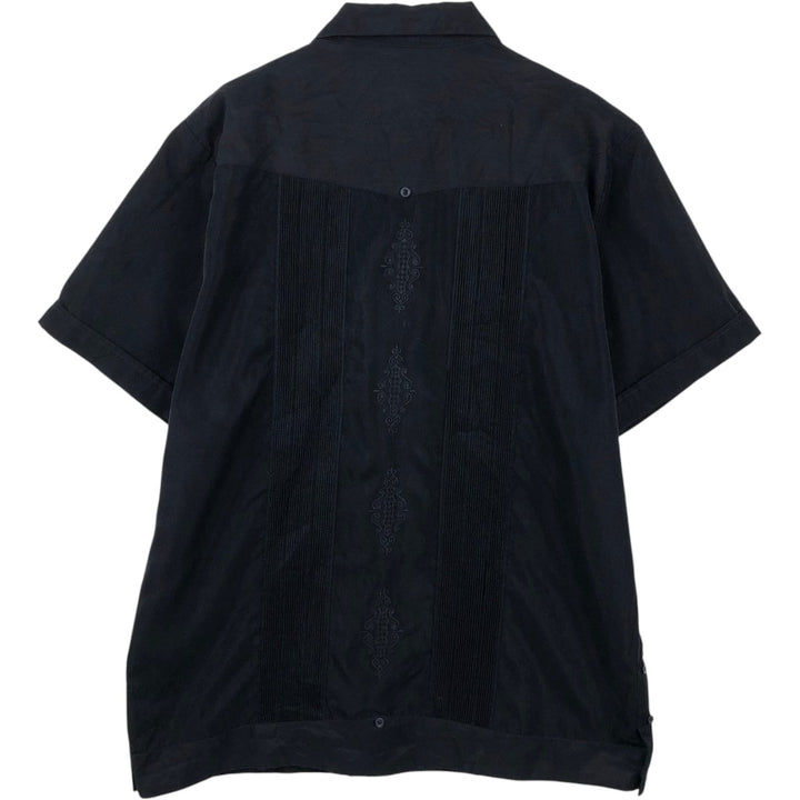 EL NORTENO Short-Sleeve Open-Collar Mexican Shirt, Cuban Shirt, Boxy Shirt, Men's Size L (approx.) polyester black type Vintage Second Hand