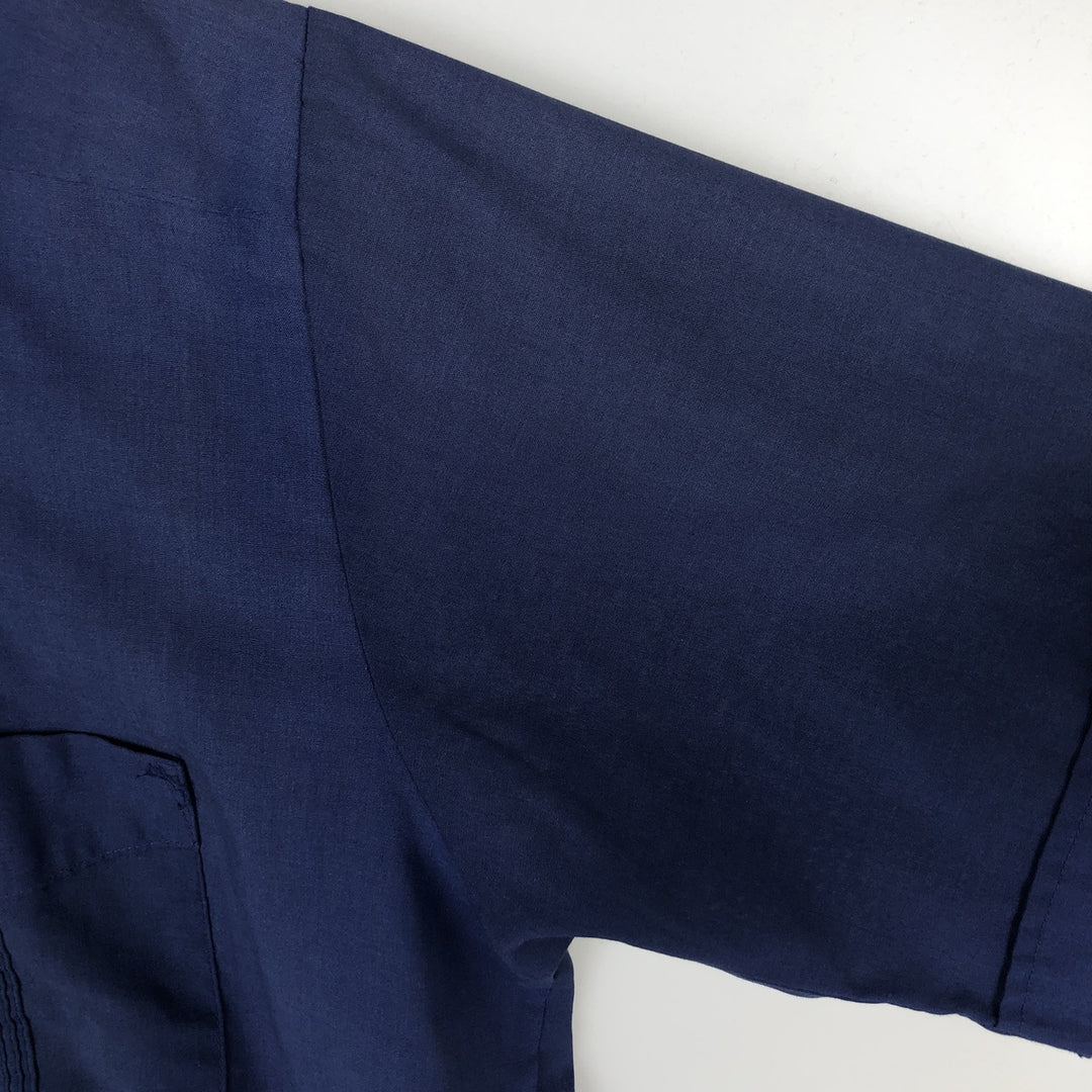 Cubavera Short-Sleeve Open-Collar Mexican Shirt, Cuban Shirt, Boxy Shirt, Men's Size L polyester blue type Vintage Second Hand